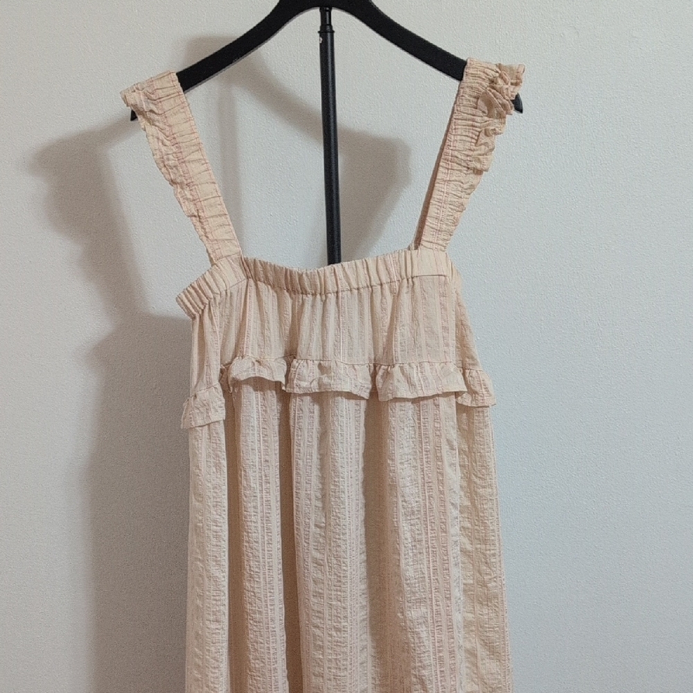 Vrg Grl Elegant Cream Ruffle Strapless Maxi Dress Size 8 Boho - Picture 3 of 6
